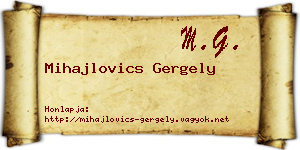 Mihajlovics Gergely névjegykártya